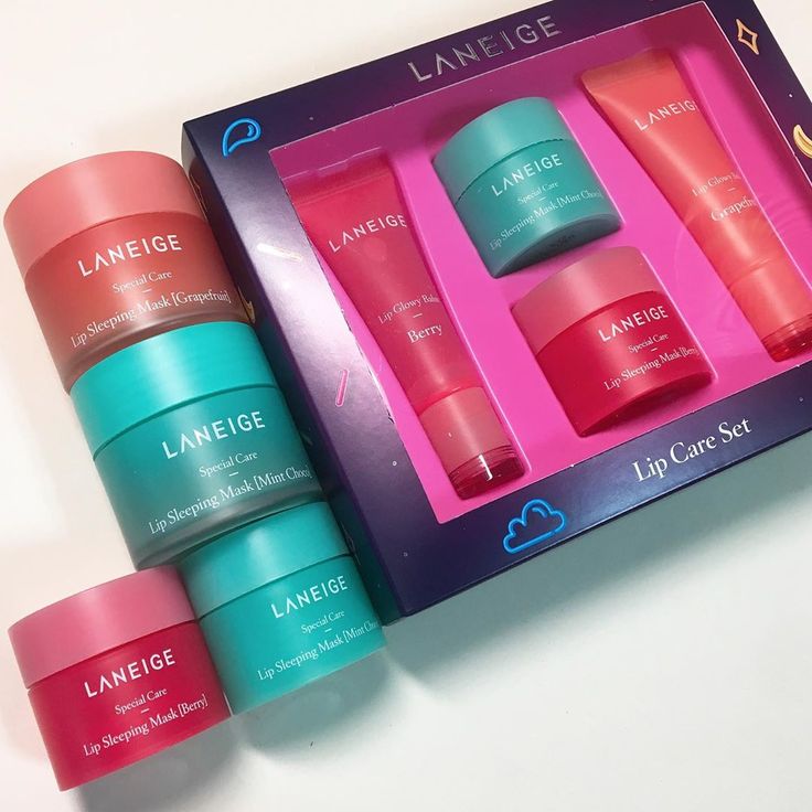 Kit Laneige Lip Care Set com máscaras labiais Berry, Grapefruit e Mint Choco
